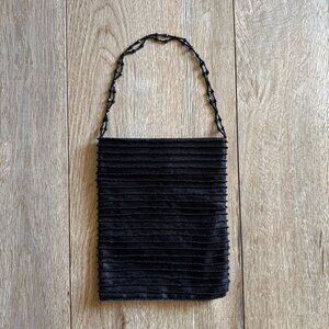 Vintage Y2K GAP Black Beaded Chiffon Satin Whimsigoth Black Tie Evening Mini Bag